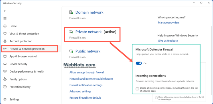 Отключить брандмауэр Защитника Windows