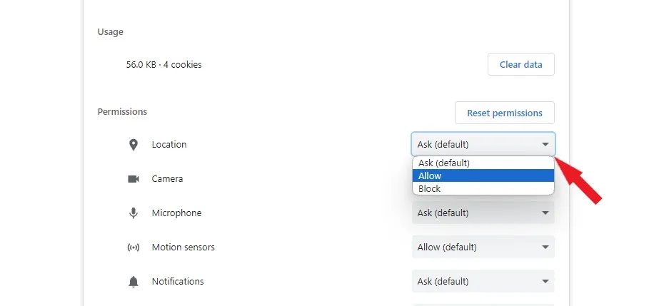 Разрешить и заблокировать разрешения в Chrome