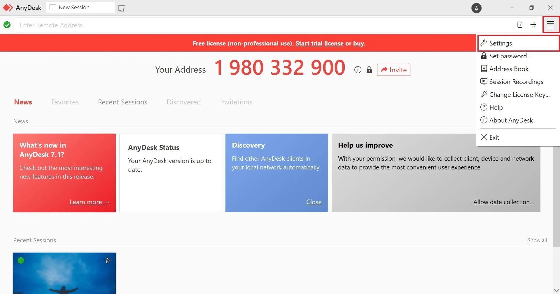 Настройки Anydesk