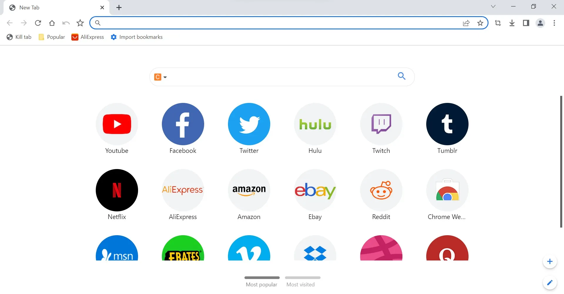 Интерфейс CentBrowser