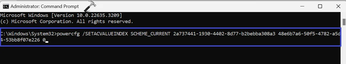 Командная строка для отключения выборочной приостановки USB