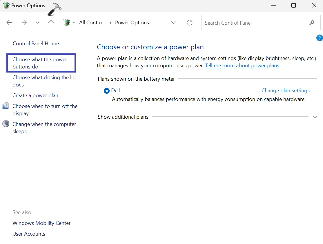 Исправлено: неизвестное USB-устройство (не удалось установить адрес) в Windows 11/10 — Панель управления — изменение настроек того, что может делать кнопка питания.