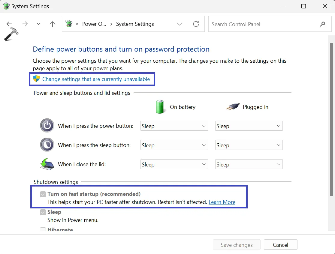 Исправлено: неизвестное USB-устройство (не удалось установить адрес) в Windows 11/10 — Панель управления — изменение настроек, которые в данный момент недоступны.
