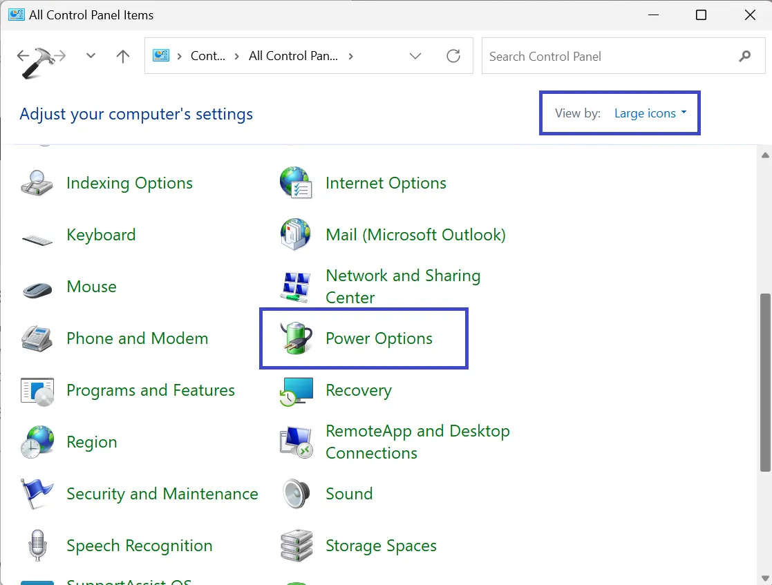Исправлено: неизвестное USB-устройство (ошибка сброса порта) в Windows 11/10 — Панель управления — Параметры электропитания.