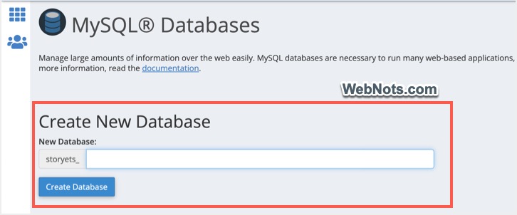 Создать новую базу данных MySQL