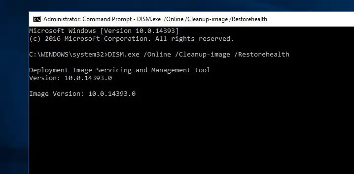 Команда DISM для восстановления работоспособности