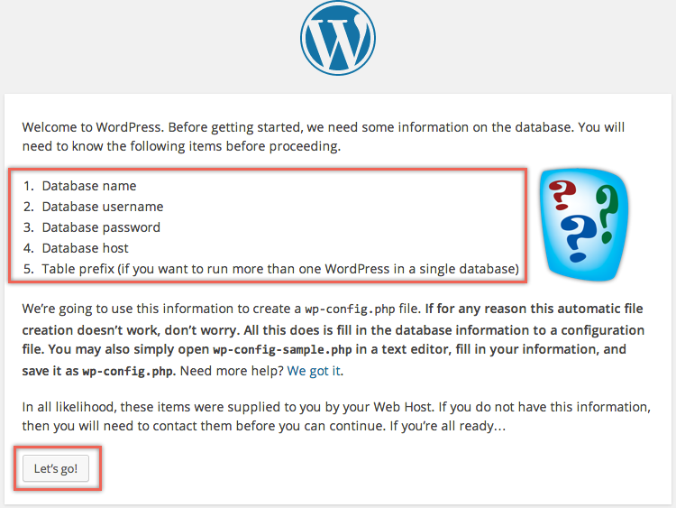 Детали, необходимые перед установкой WordPress