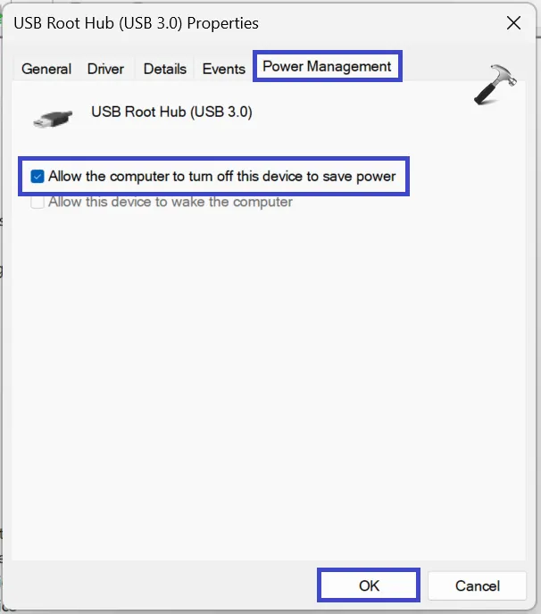 Отключить выборочную приостановку USB в Windows 11 — отключите эту опцию