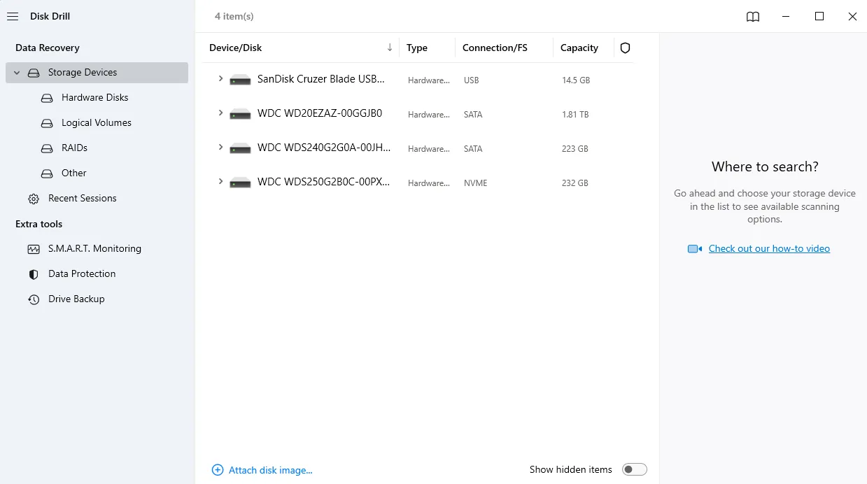 Пользовательский интерфейс Disk Drill