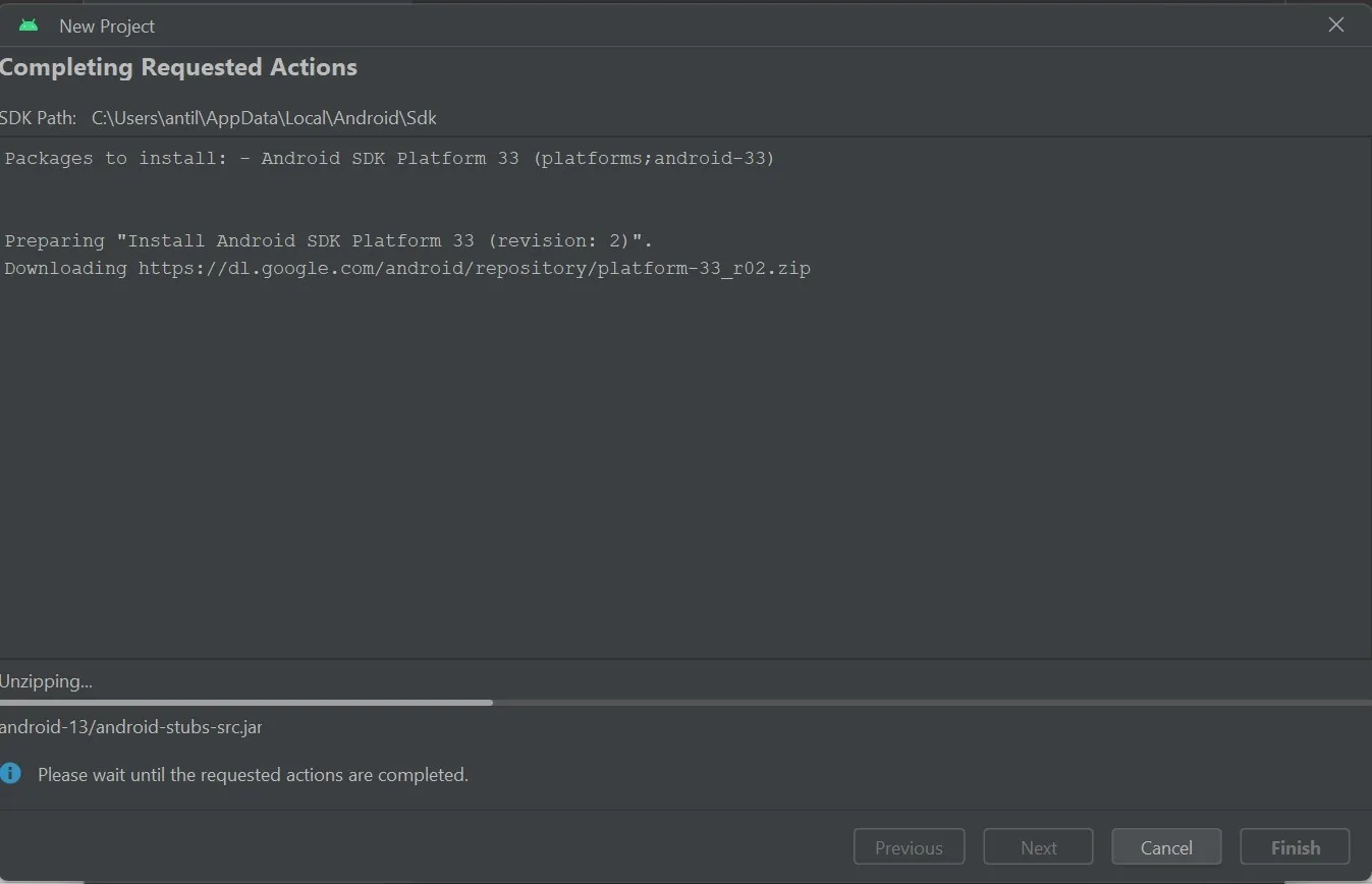 Загрузка необходимых файлов для вашего первого проекта