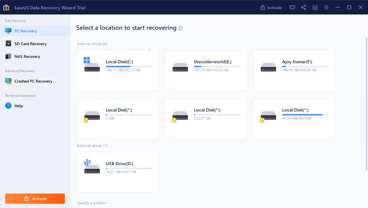 Восстановление данных EaseUS