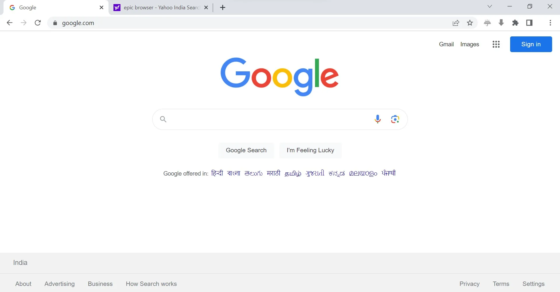 Браузерный интерфейс Epic Privacy