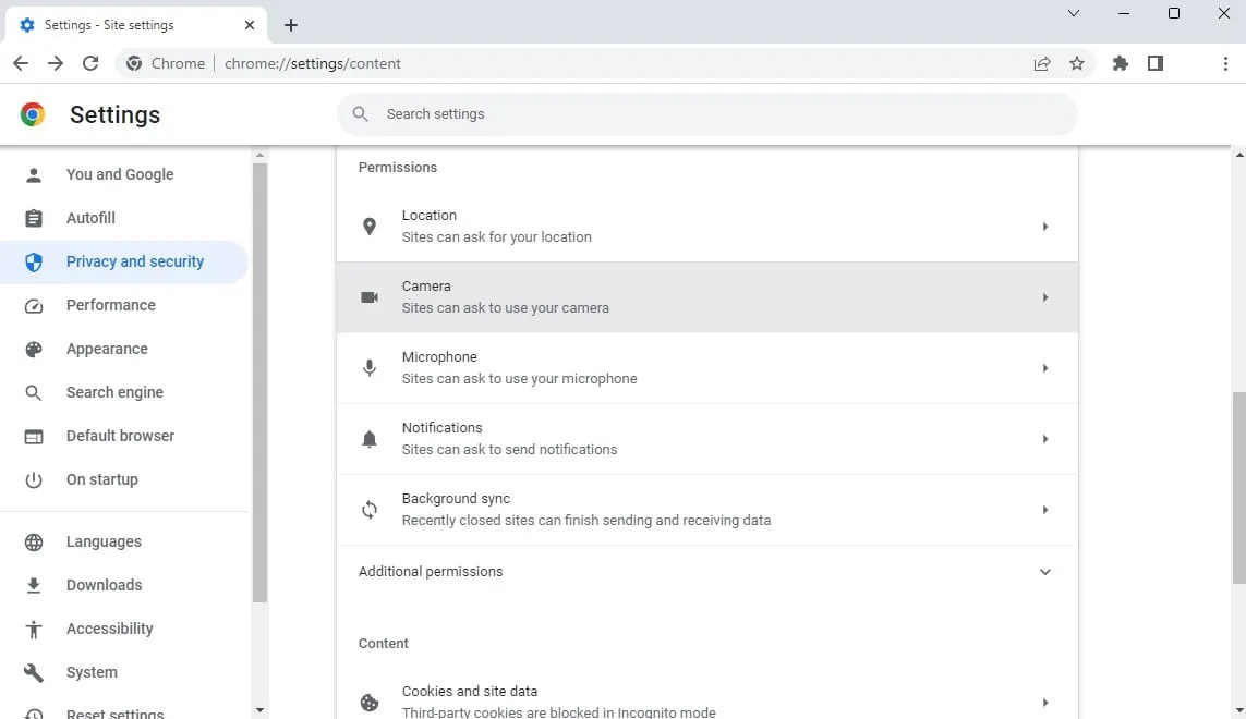 Список разрешений, которые пользователь может изменить