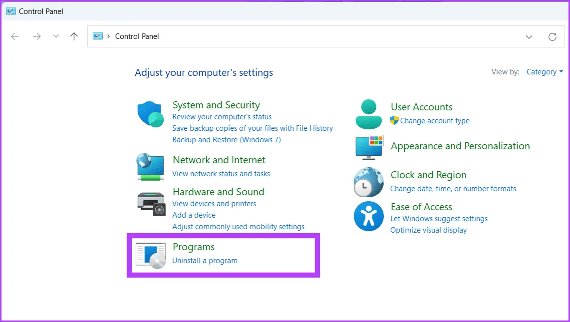 Перейдите к программам