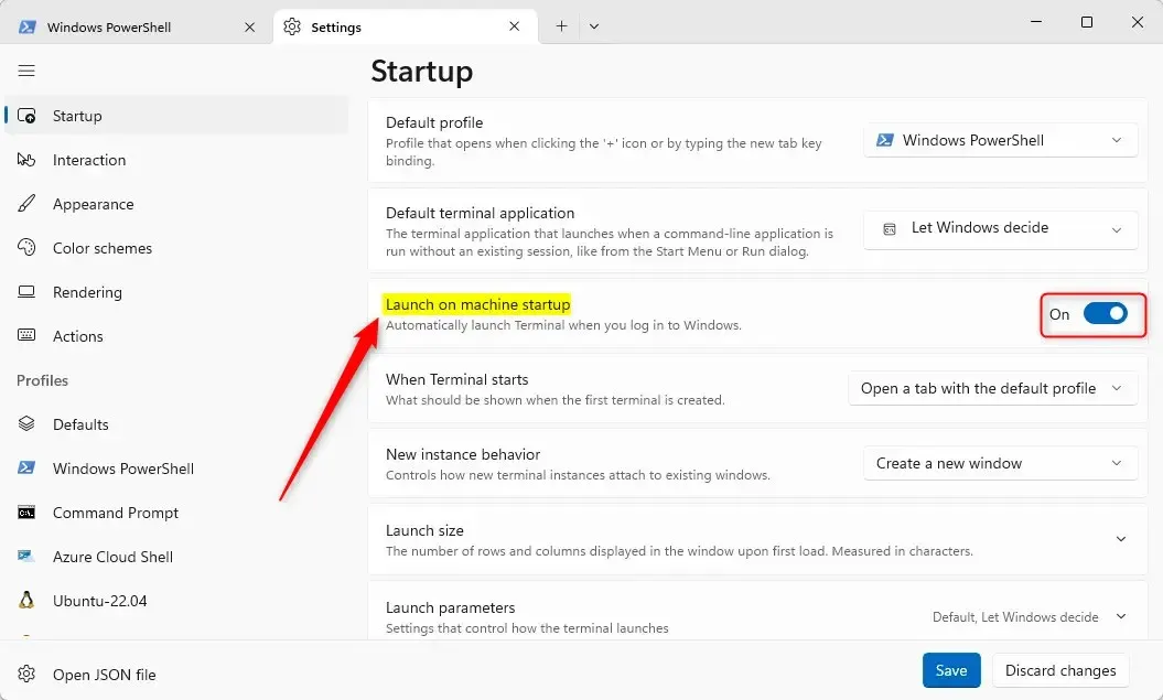 Открыть автоматический запуск терминала Windows при запуске Windows
