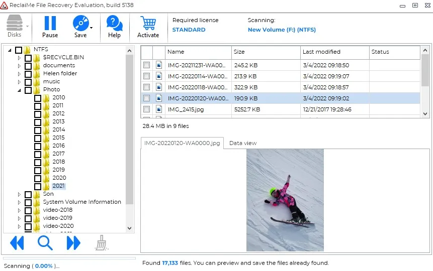 Программный интерфейс ReclaiMe для восстановления файлов