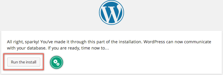 Запустите установку WordPress
