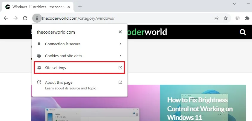 Настройки сайта одного веб-сайта