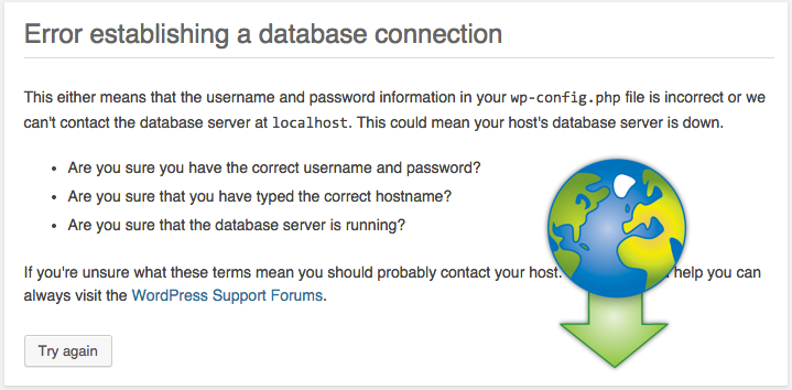 Ошибка подключения к базе данных WordPress