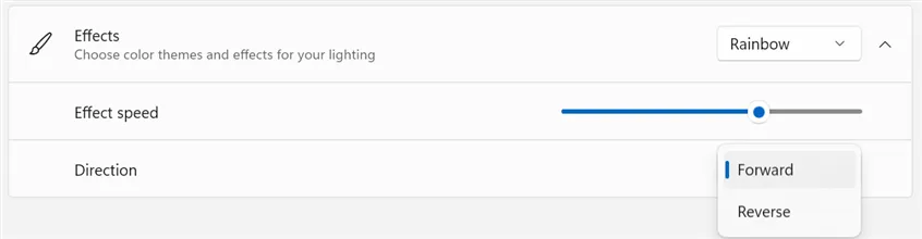Персонализируйте скорость и направление эффекта
