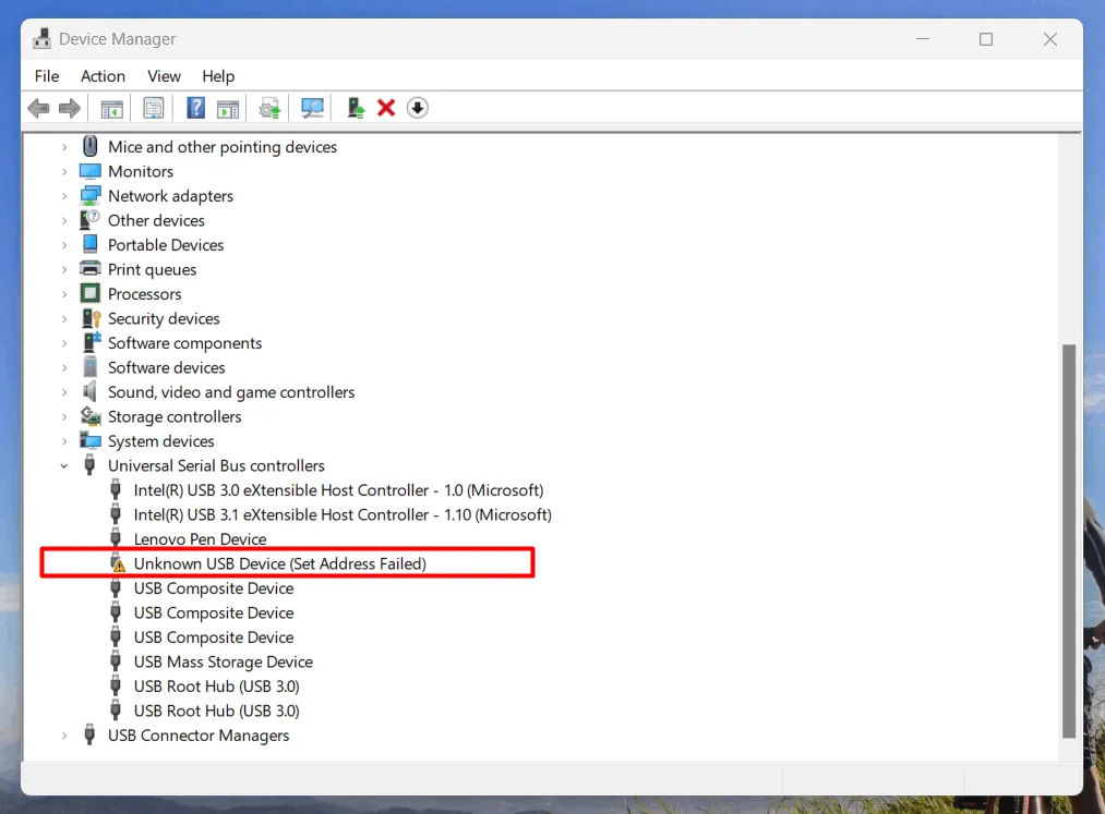 Исправлено: неизвестное USB-устройство (не удалось установить адрес) в коде ошибки Windows 11/10.