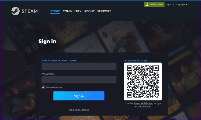 войти в Steam в браузере