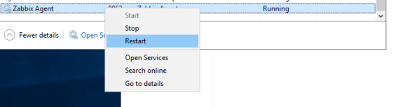 перезапуск службы Zabbix agent