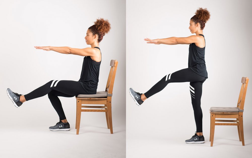 Приседания пистолетом с поддержкой