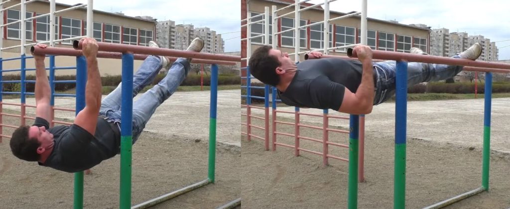 Подтягивания на брусьях с ногами - необычное упражнение на спину