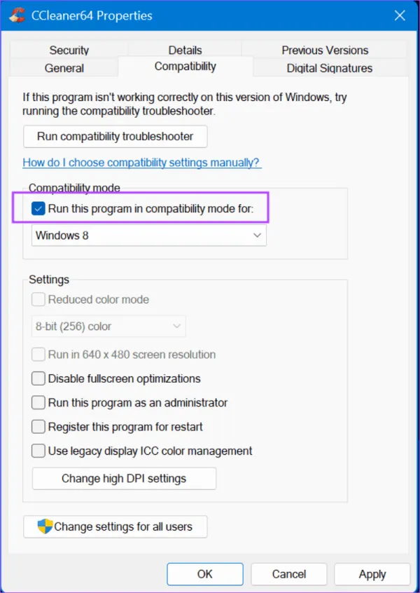 запустить ccleaner в режиме совместимости 2