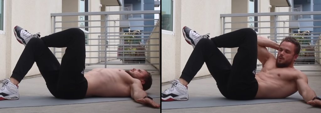 Скручивания к колену на косые мышцы пресса