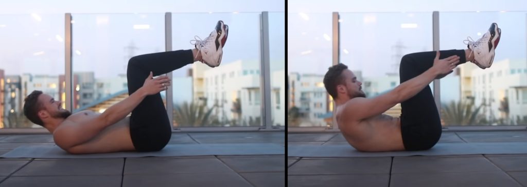 Скручивания к пяткам для прокачки верхней части пресса