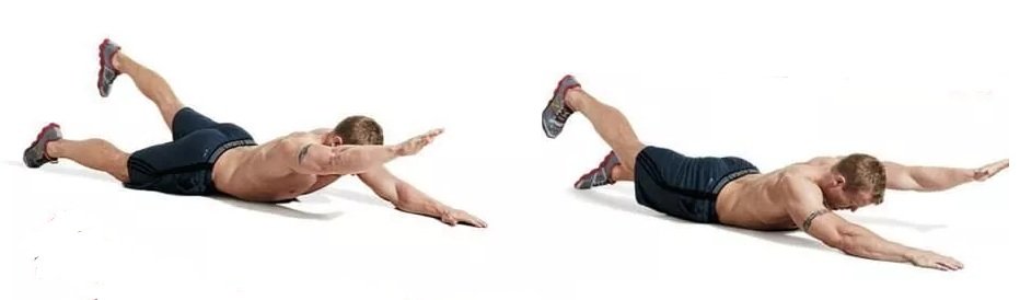 Супермен - еще одно упражнение для укрепления спины в домашних условиях