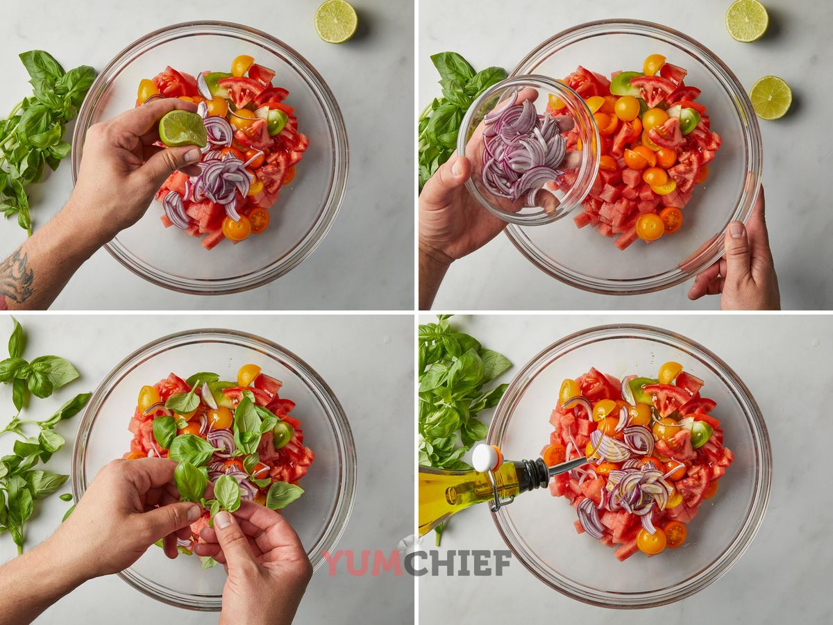 Салат из помидоров и арбуза: фото 2 шага в рецепте