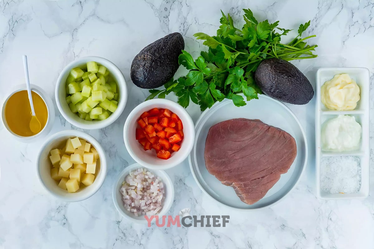 Ингредиенты для рецепта тартара из тунца