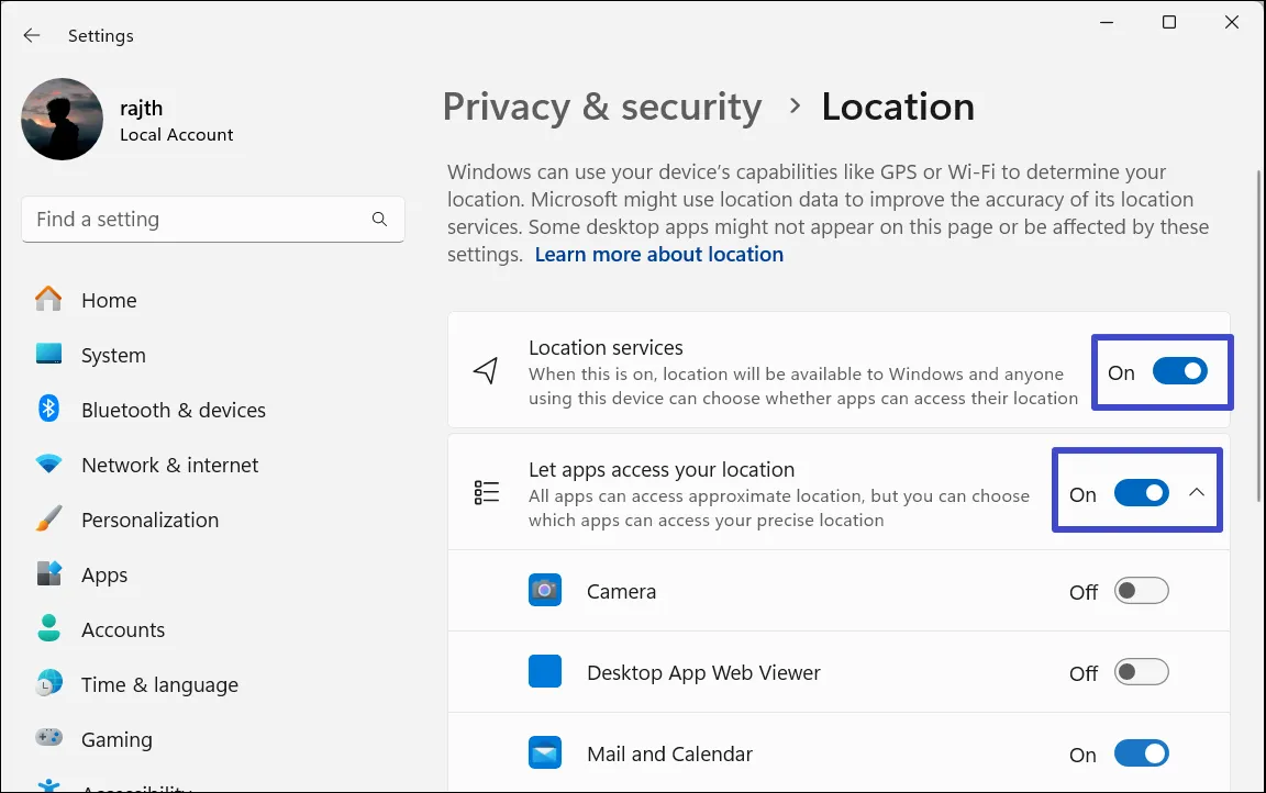 Включить местоположение