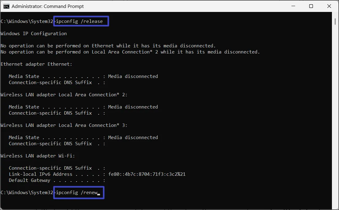 Команды очистки DNS