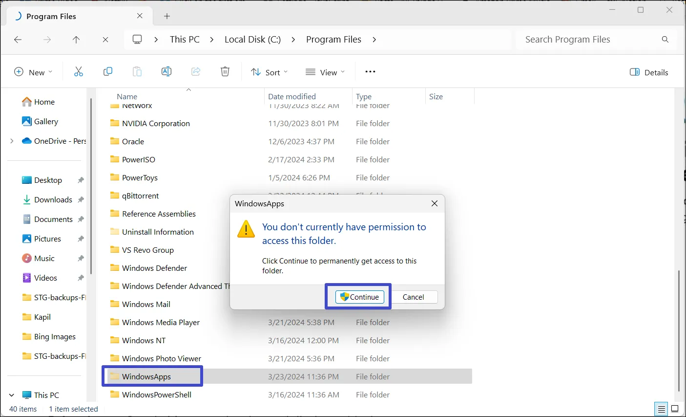 Открыть WindowsApps