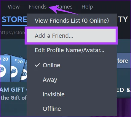 Выберите «Друзья» и нажмите «Добавить друга».