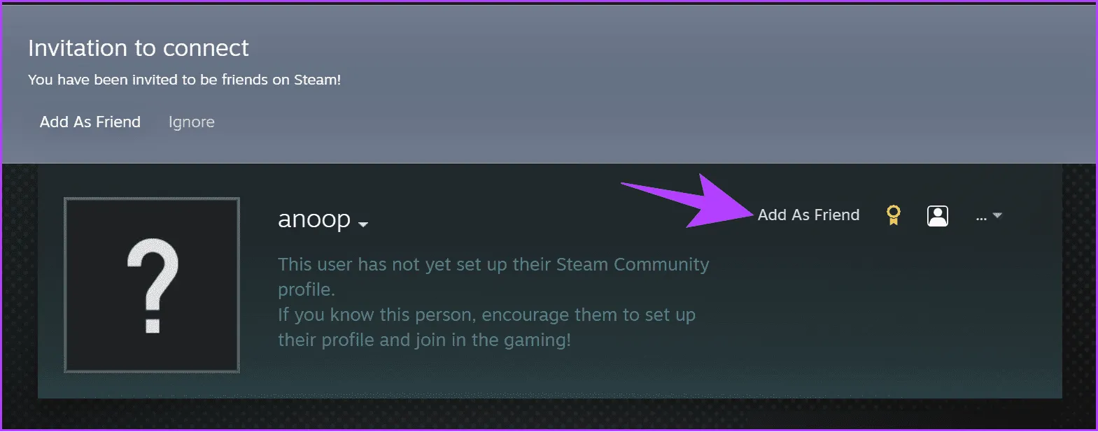 Нажмите «Добавить в друзья 1».