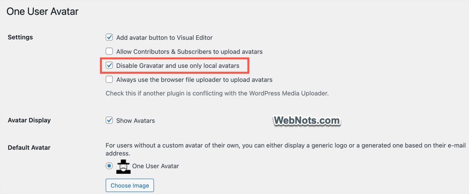Отключить Gravatar и использовать собственное изображение