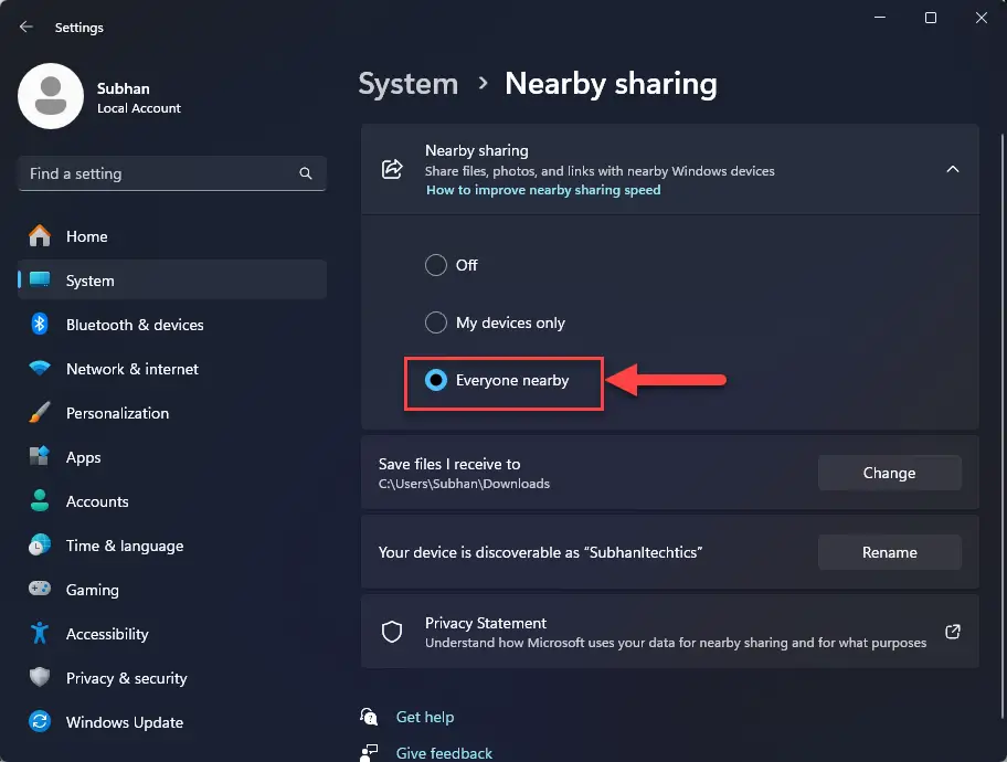 Включить обмен с устройствами поблизости