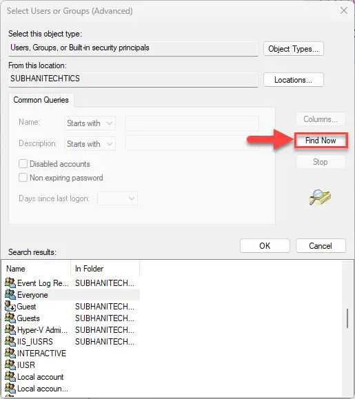 Найти пользователей и группы в выбранном месте