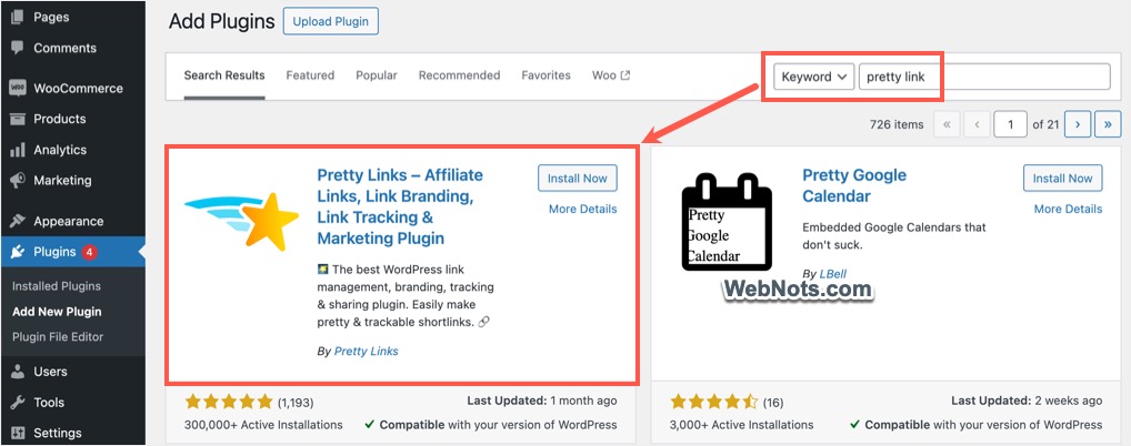 Установите плагин Pretty Link