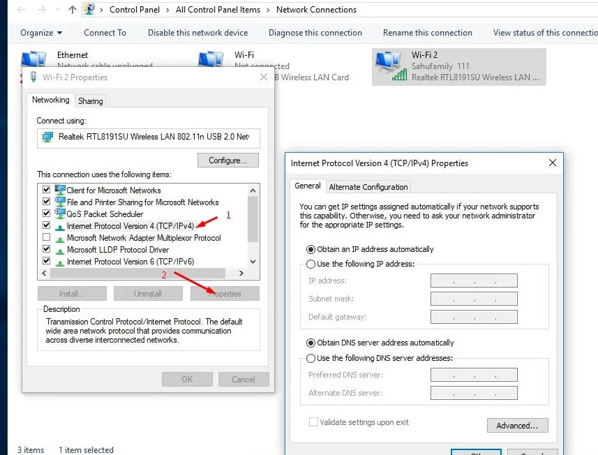 Получить IP-адрес автоматически