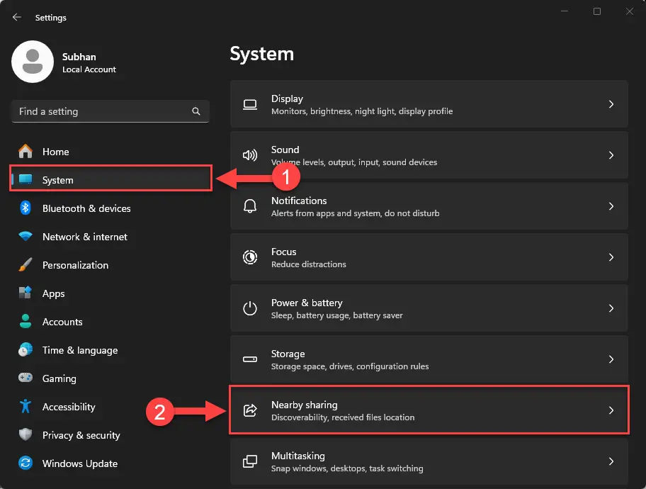 Открыть параметры обмена с окружением