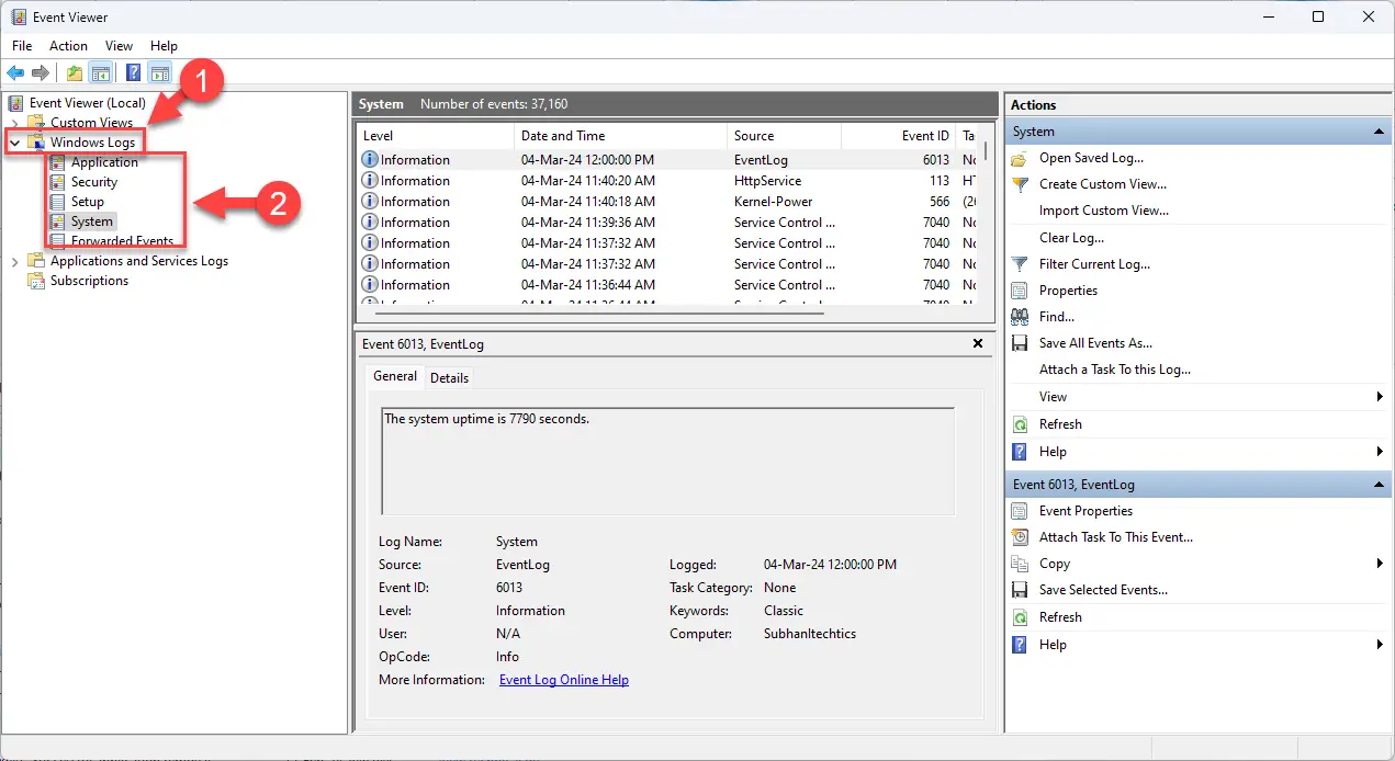 Категория событий открытого журнала