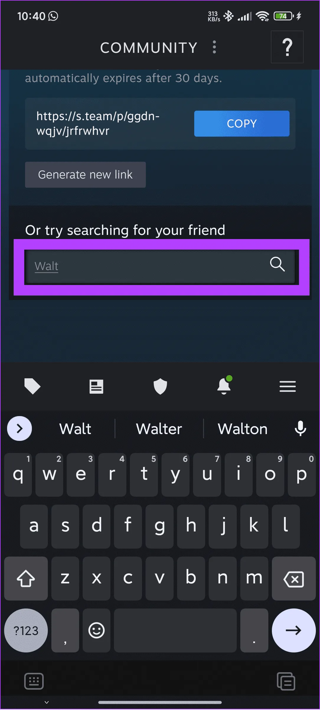 Найдите, а затем нажмите кнопку поиска.