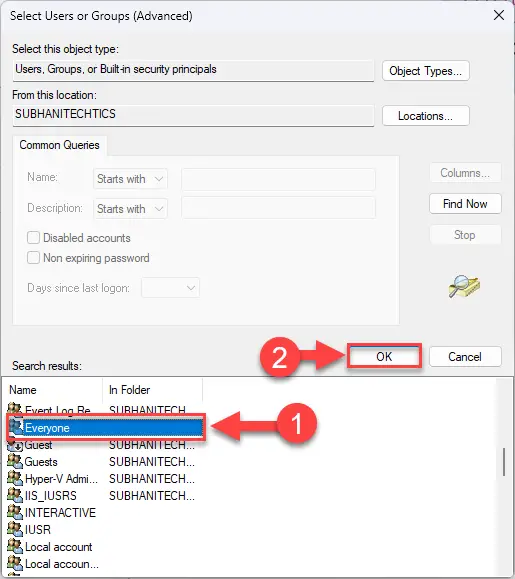 Выберите пользователя или группу, с которыми хотите поделиться папкой.