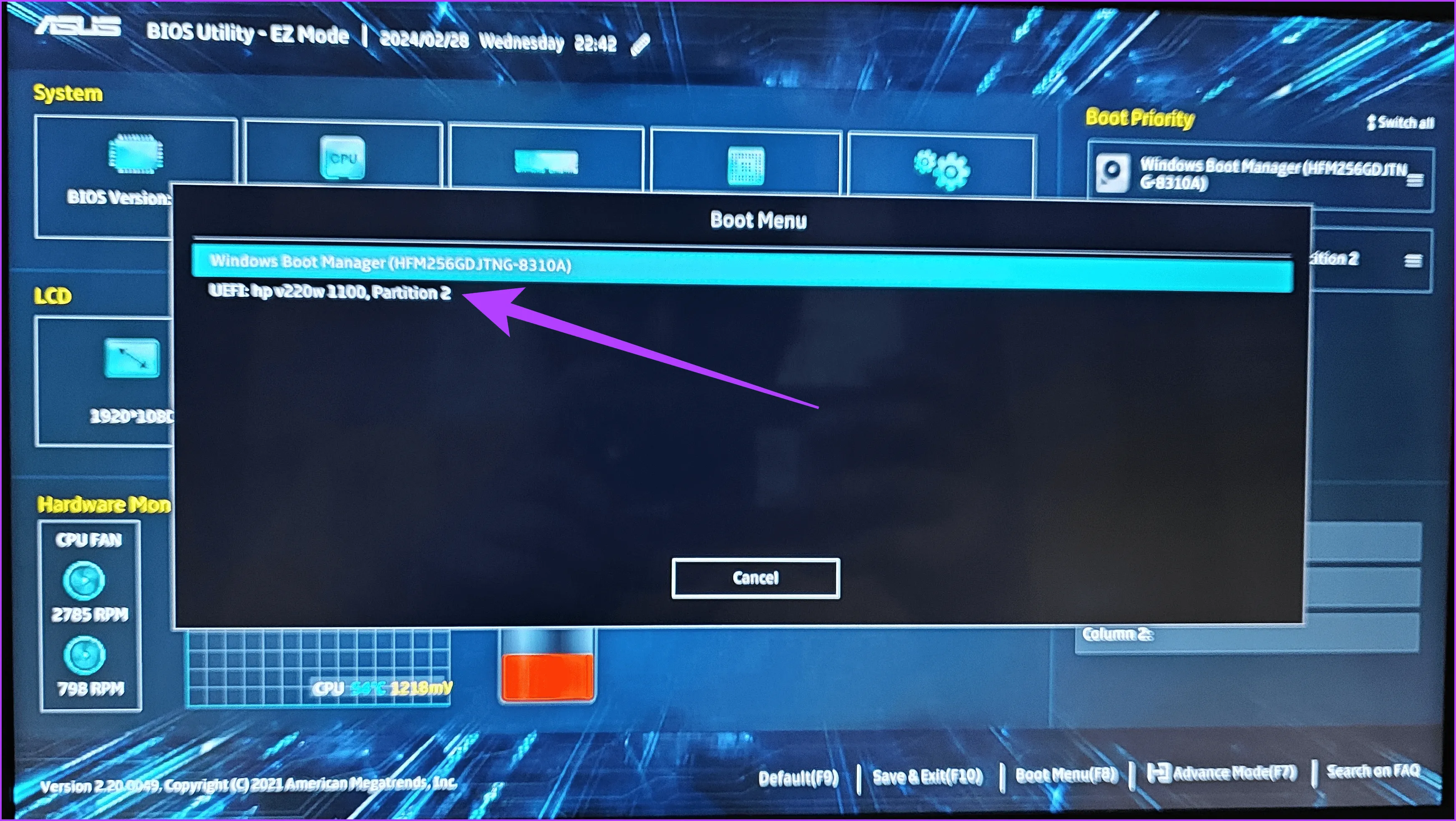 Установите USB в качестве основного загрузочного устройства.